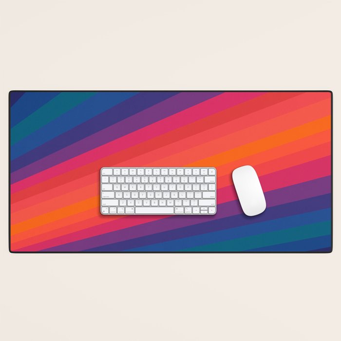 Sacred Geometric Stripes: Retro 80s Edition Desk Mat Gallery Image 1