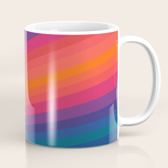 Sacred Geometric Stripes: Retro 80s Edition Coffee Mug Gallery Image 1