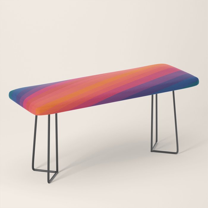 Sacred Geometric Stripes: Retro 80s Edition Bench Gallery Image 1