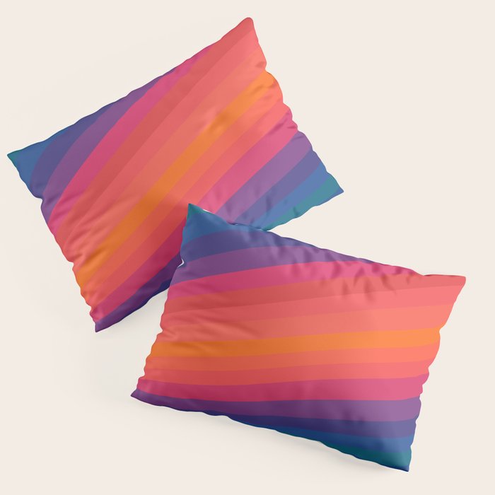 Sacred Geometric Stripes: Retro 80s Edition Pillow Sham Gallery Image 1