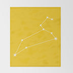 Leo Zodiac Star Constellation Line Art Bright Yellow Throw Blanket Gallery Image 2