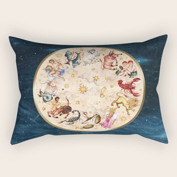 Vintage Astrology Zodiac Wheel Rectangular Pillow Gallery Image 1