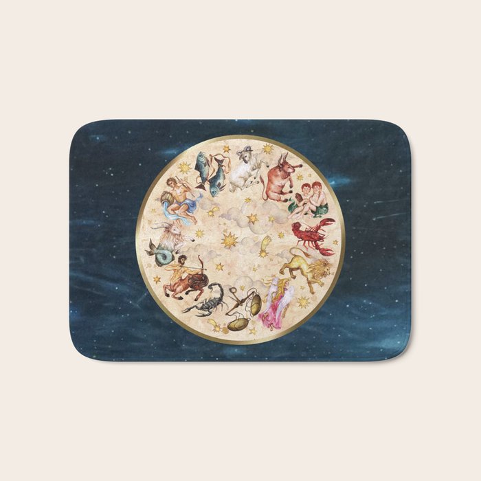 Vintage Astrology Zodiac Wheel Bath Mat Gallery Image 1