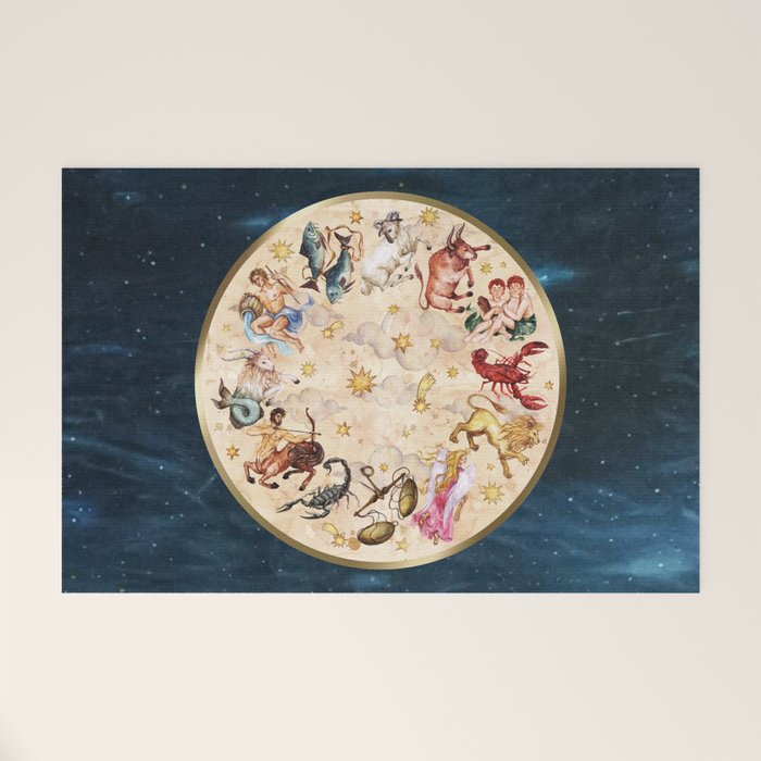 Vintage Astrology Zodiac Wheel Welcome Mat Gallery Image 1