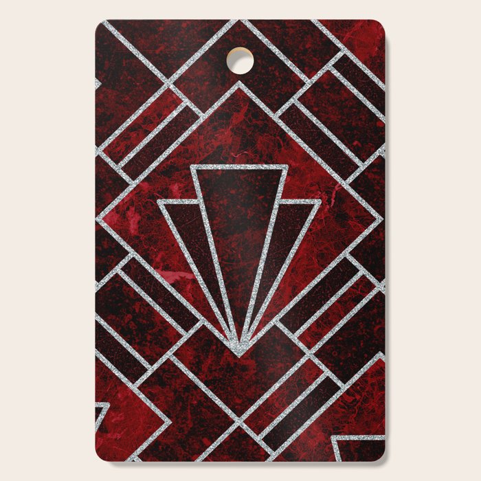 Red Ruby Art Deco Pattern Cutting Board Gallery Image 1