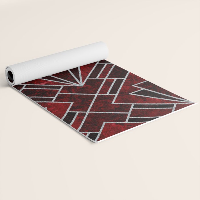 Red Ruby Art Deco Pattern Yoga Mat Gallery Image 2