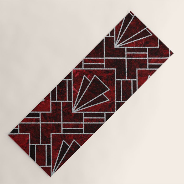 Red Ruby Art Deco Pattern Yoga Mat Gallery Image 1