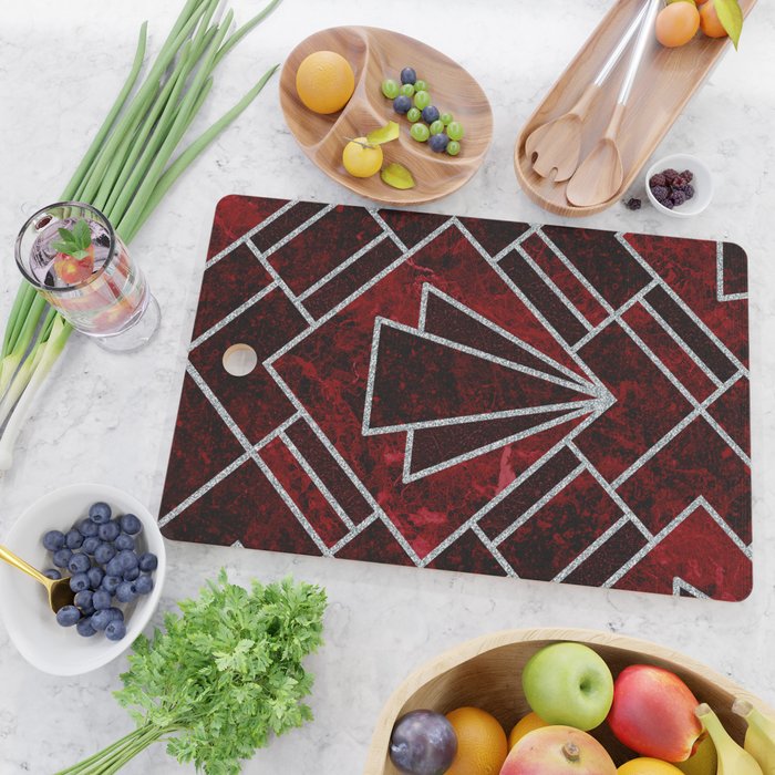 Red Ruby Art Deco Pattern Cutting Board Gallery Image 2