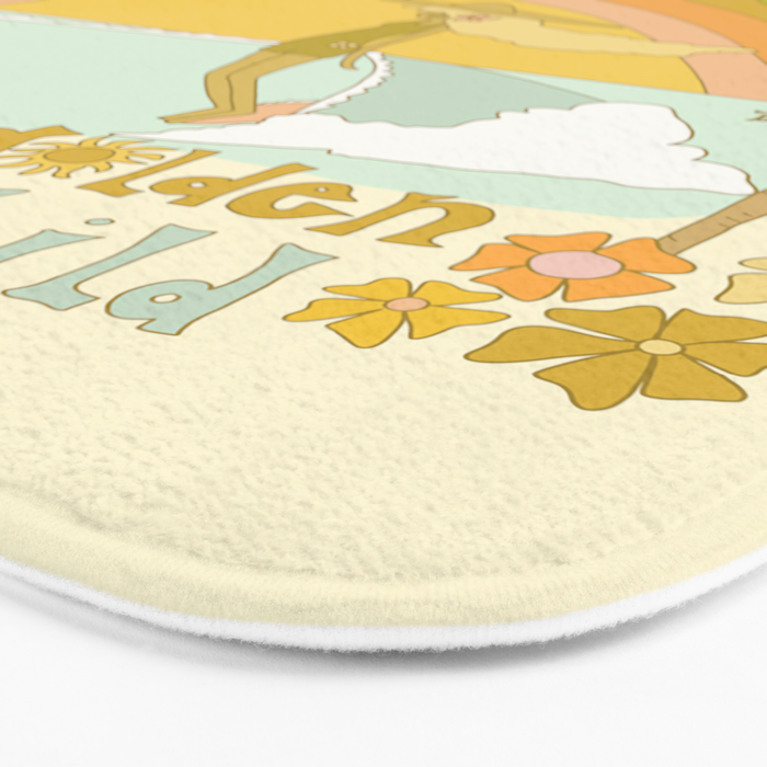 stay golden sun child lady surfer blonde / retro surf art by surfy birdy  Bath Mat Gallery Image 3