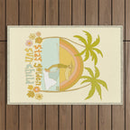 stay golden sun child lady surfer blonde / retro surf art by surfy birdy  Outdoor Rug Gallery Image 1