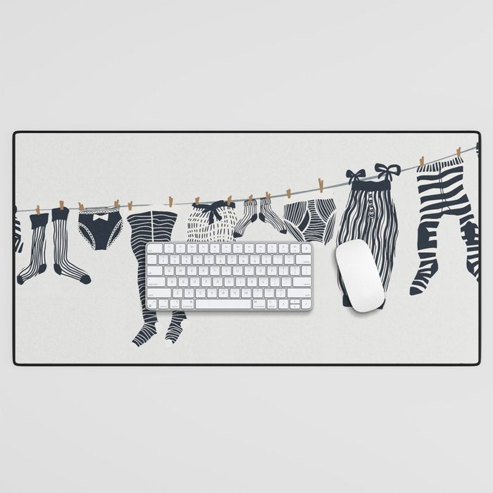 Hang out in laundry room Illu denim Desk Mat Gallery Image 1