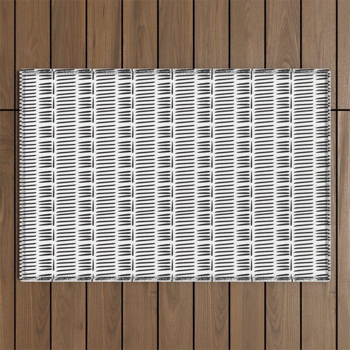 Black & White Stripe Pattern - white background Outdoor Rug Gallery Image 1