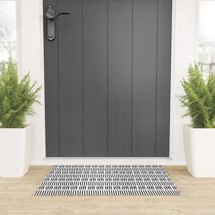 Black & White Stripe Pattern - white background Welcome Mat Gallery Image 3