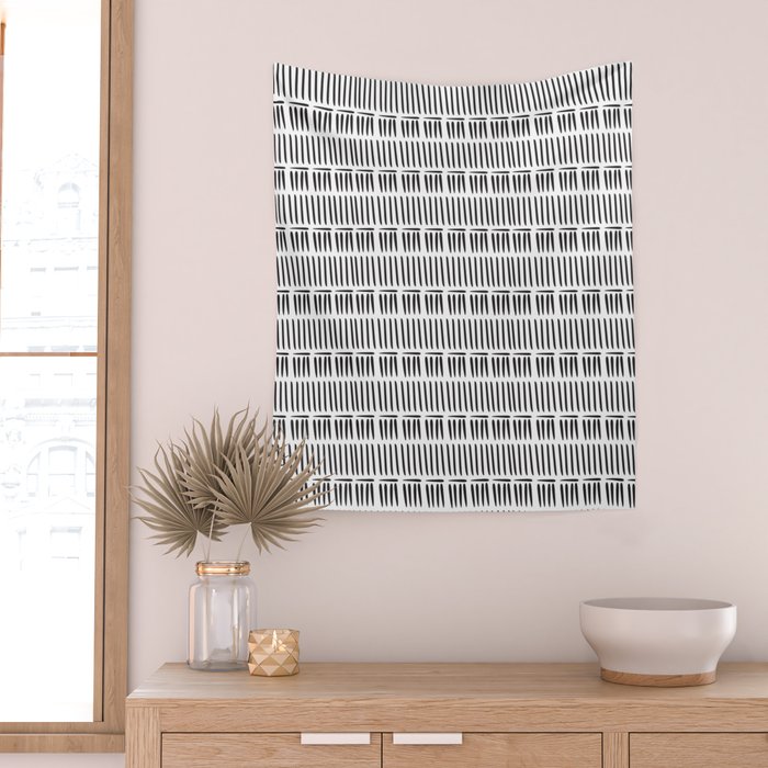 Black & White Stripe Pattern - white background Wall Tapestry Gallery Image 2