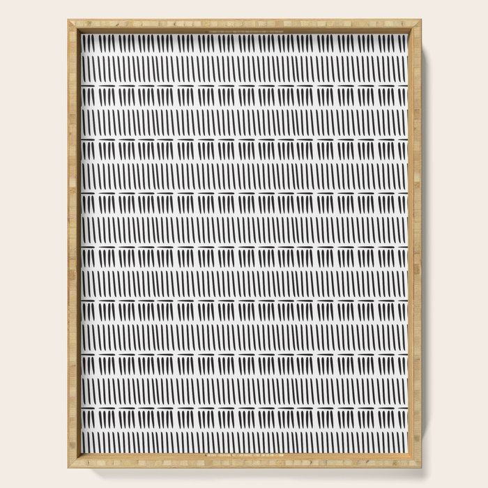 Black & White Stripe Pattern - white background Serving Tray Gallery Image 1