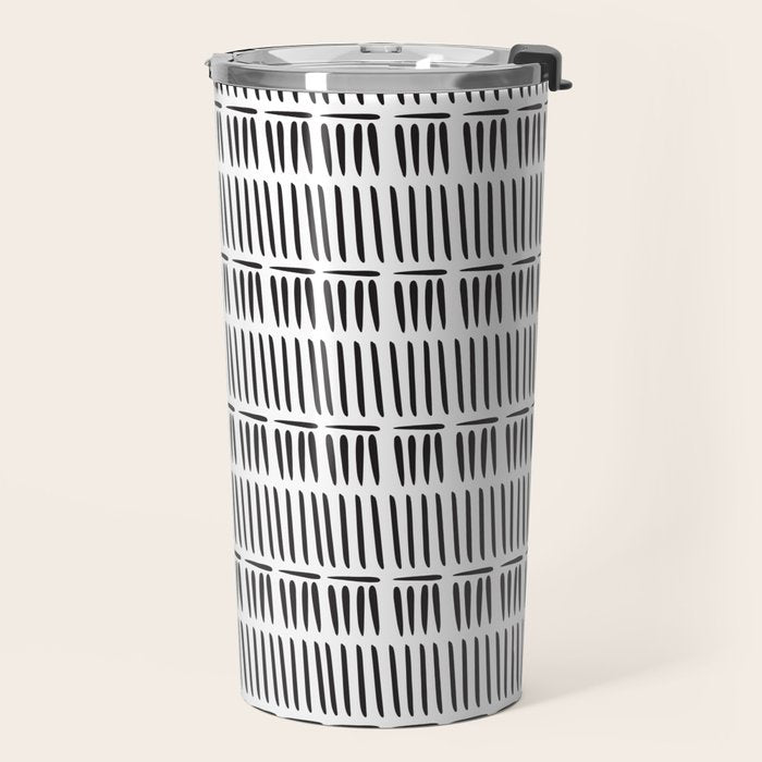 Black & White Stripe Pattern - white background Travel Mug Gallery Image 2