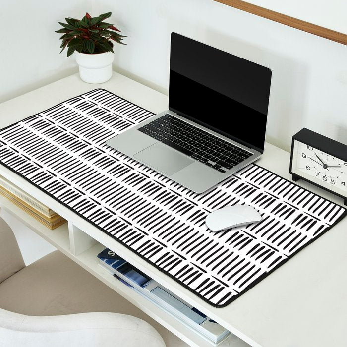 Black & White Stripe Pattern - white background Desk Mat Gallery Image 2