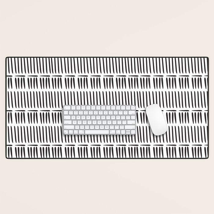 Black & White Stripe Pattern - white background Desk Mat Gallery Image 1
