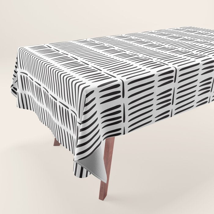 Black & White Stripe Pattern - white background Tablecloth Gallery Image 1