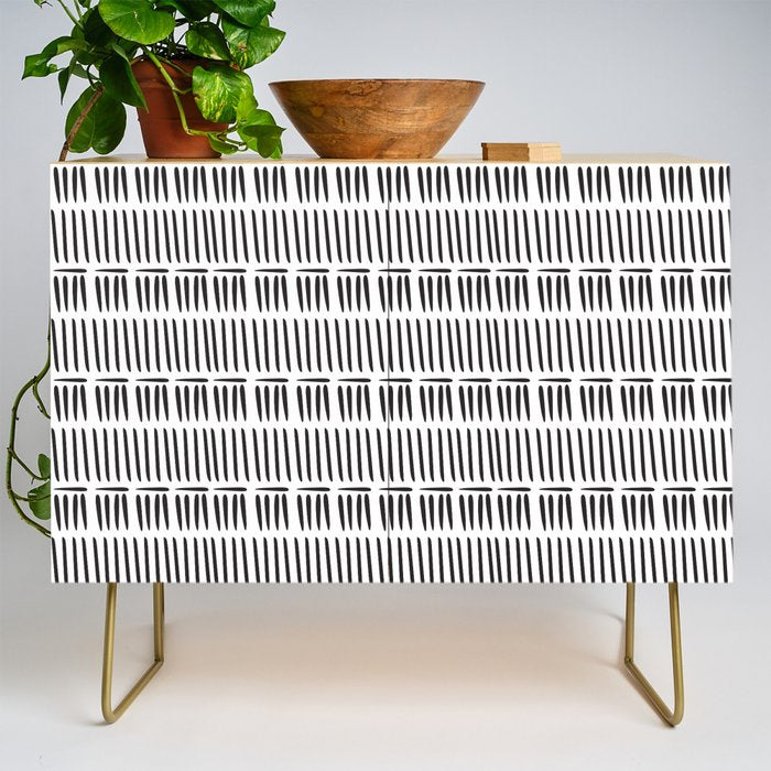 Black & White Stripe Pattern - white background Credenza Gallery Image 1