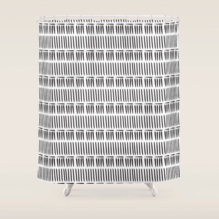 Black & White Stripe Pattern - white background Shower Curtain Gallery Image 1