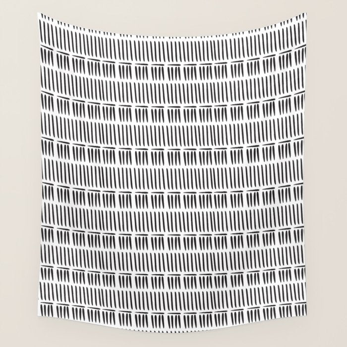 Black & White Stripe Pattern - white background Wall Tapestry Gallery Image 4