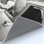 Perfect Pink Bubble Gum Llama taking a New York Taxi black and white photograph Rug Gallery Image 4