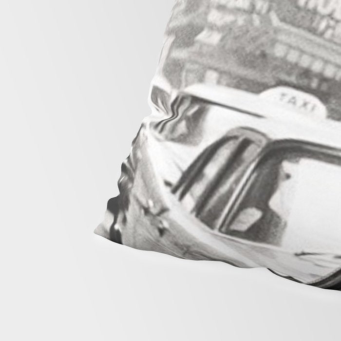 Perfect Pink Bubble Gum Llama taking a New York Taxi black and white photograph Pillow Sham Gallery Image 4