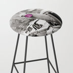 Perfect Pink Bubble Gum Llama taking a New York Taxi black and white photograph Stool Gallery Image 2