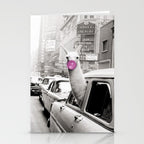 Perfect Pink Bubble Gum Llama taking a New York Taxi black and white photograph Stationery Card Gallery Image 2