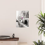 Perfect Pink Bubble Gum Llama taking a New York Taxi black and white photograph Poster Gallery Image 2