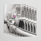 Perfect Pink Bubble Gum Llama taking a New York Taxi black and white photograph Wrapping Paper Gallery Image 3