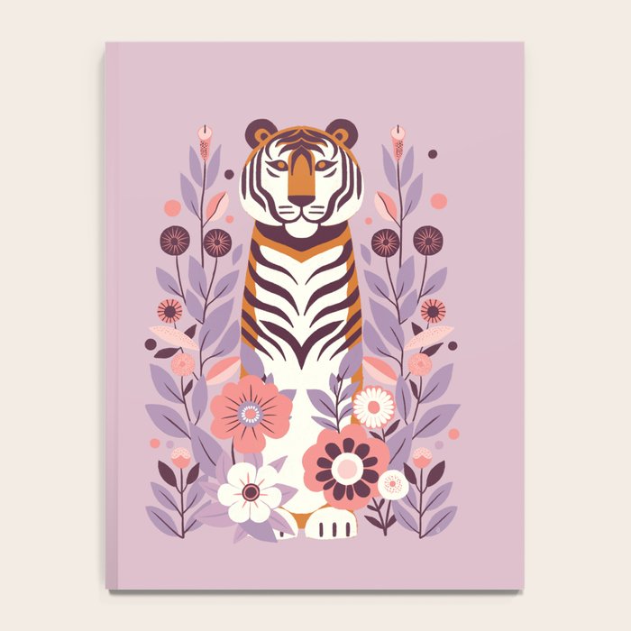 Serene Tiger in Blooming Garden - Pastel Floral Illustration Notebook Gallery Image 4