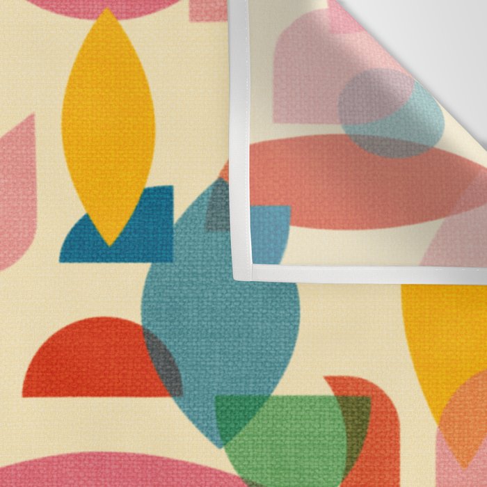 Retro Abstract Geometric Pattern with Bright Colorful Shapes and Fabric Texture Wall Tapestry Gallery Image 3