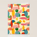 Retro Abstract Geometric Pattern with Bright Colorful Shapes and Fabric Texture Stationery Card Gallery Image 2