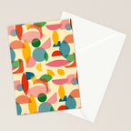 Retro Abstract Geometric Pattern with Bright Colorful Shapes and Fabric Texture Stationery Card Gallery Image 2