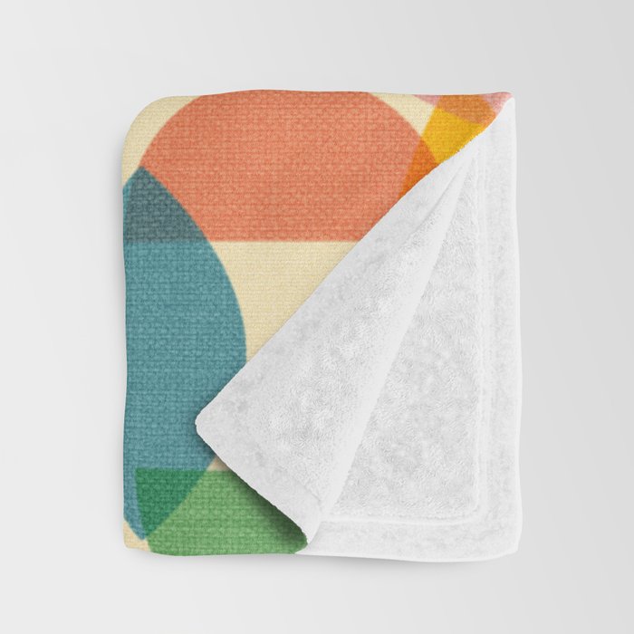 Retro Abstract Geometric Pattern with Bright Colorful Shapes and Fabric Texture Throw Blanket Gallery Image 3