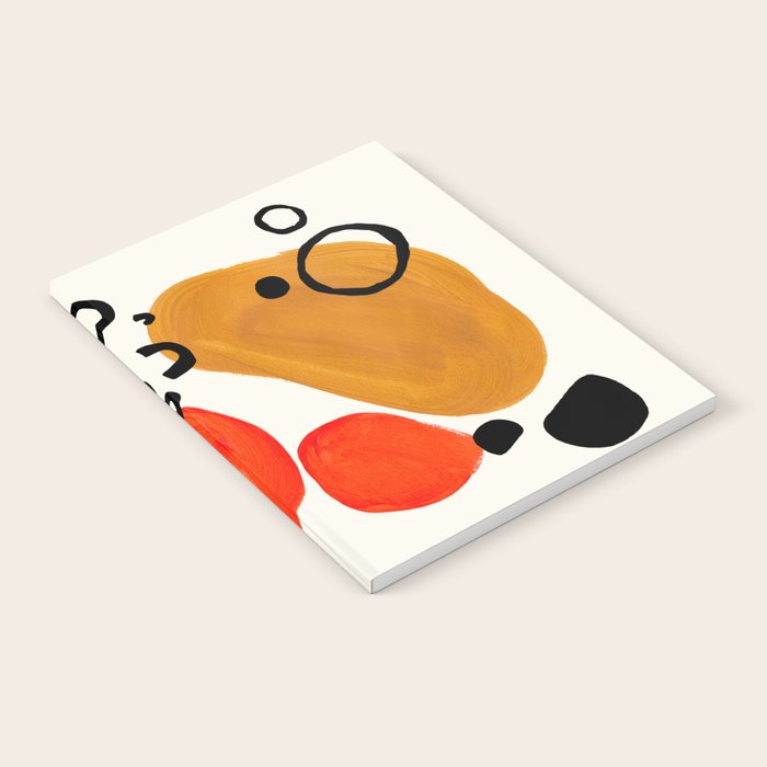 Fun Abstract Minimalist Mid Century Modern Yellow Ochre Orange Organic Shapes & Patterns Notebook Gallery Image 2