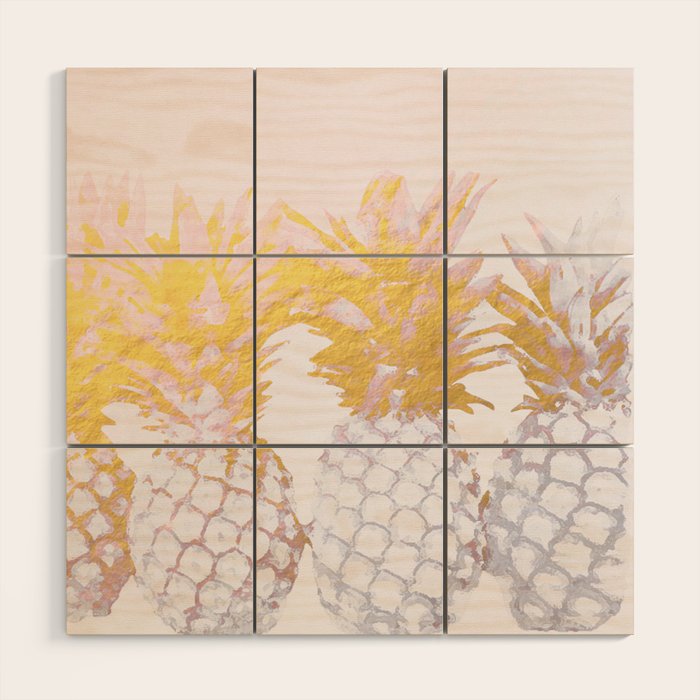 Golden pineapples Wood Wall Art Gallery Image 1