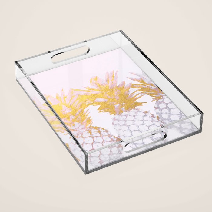 Golden pineapples Acrylic Tray Gallery Image 1