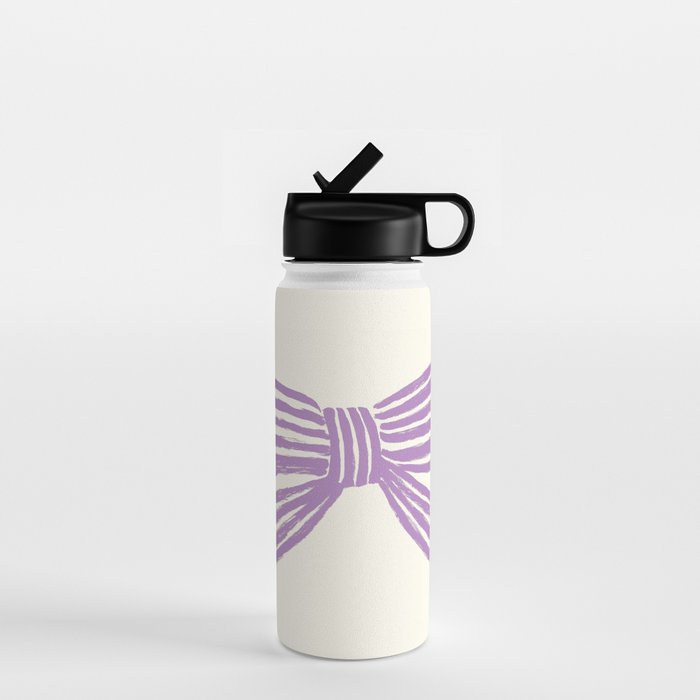 Violet Stripe Bow Ribbon Water Bottle Gallery Image 1