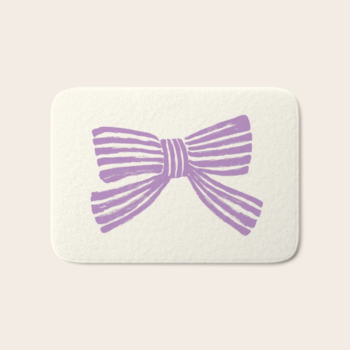 Violet Stripe Bow Ribbon Bath Mat Gallery Image 1