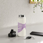 Violet Stripe Bow Ribbon Water Bottle Gallery Image 4