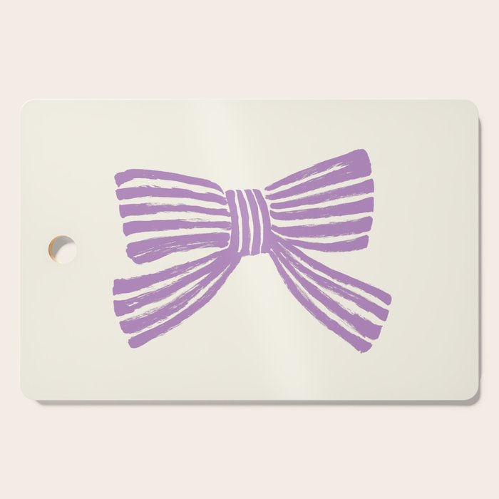 Violet Stripe Bow Ribbon Cutting Board Gallery Image 1