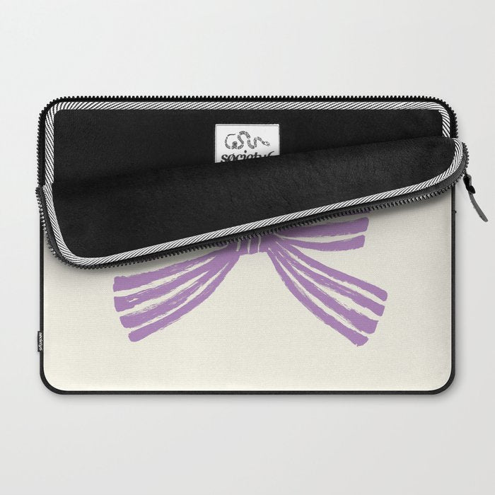 Violet Stripe Bow Ribbon Laptop Sleeve Gallery Image 2