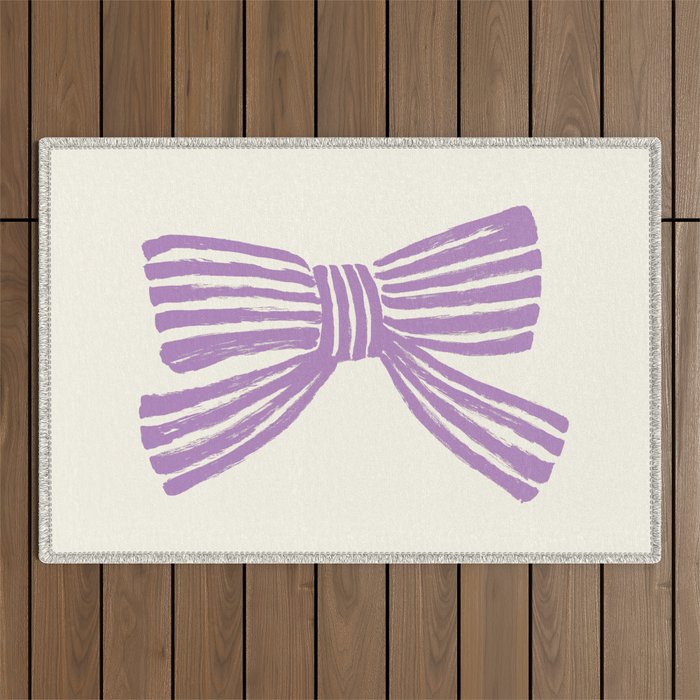 Violet Stripe Bow Ribbon Outdoor Rug Gallery Image 1