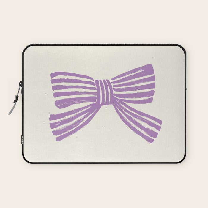 Violet Stripe Bow Ribbon Laptop Sleeve Gallery Image 1