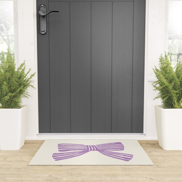 Violet Stripe Bow Ribbon Welcome Mat Gallery Image 3