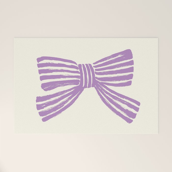 Violet Stripe Bow Ribbon Welcome Mat Gallery Image 1