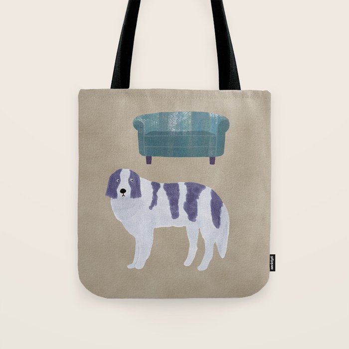 Dog and a Sofa - Purple and Beige Tote Bag Gallery Image 1